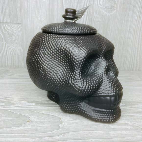 strawberry street black textured scull canister container storage jar Halloween - Picture 3 of 14